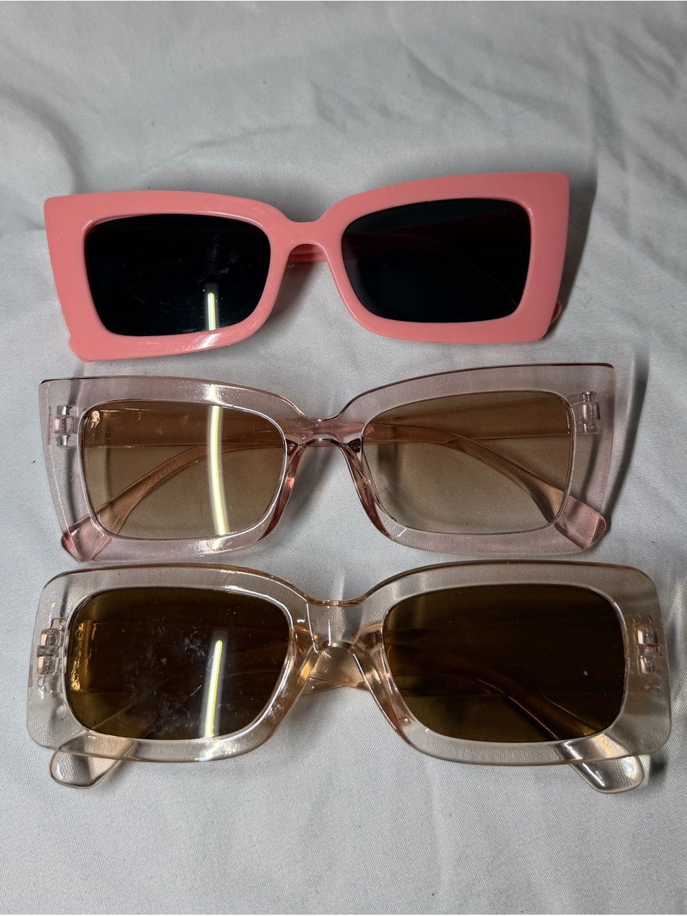 Pink Rectangular Women's Sunglasses - Fashion Frame